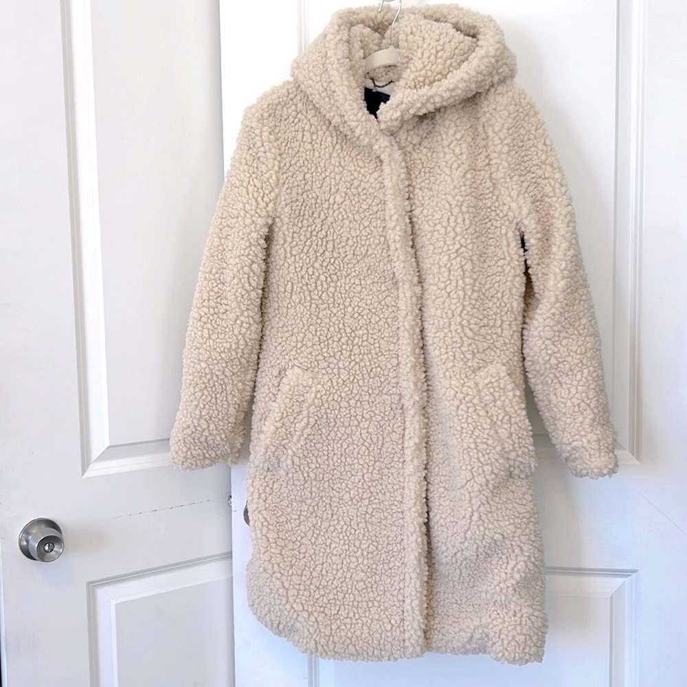 New without tag, Lucky brand teddy hoodie coat, creamy white, side XS